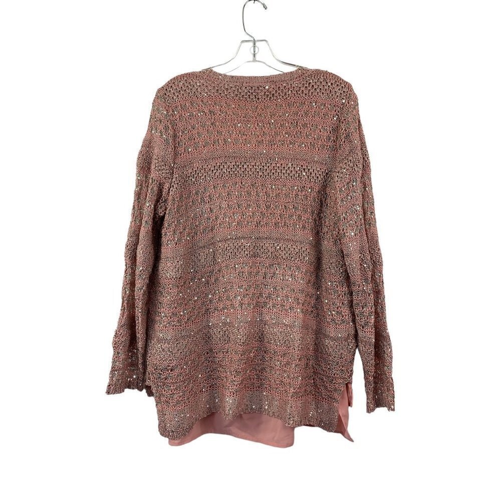 Dressbarn Women's Metallic Pink Sweater Top - Picture 2 of 8